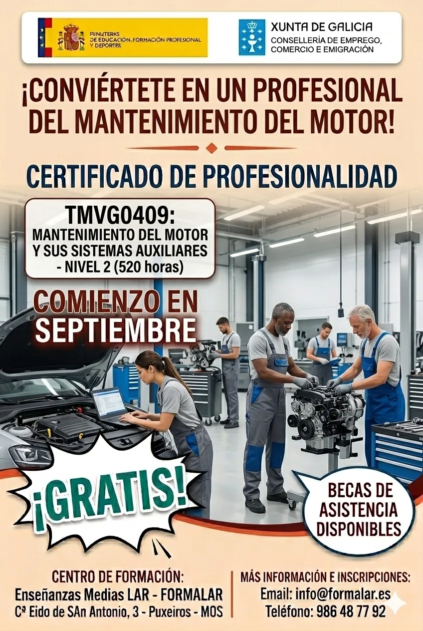 Certificado TMVG0409 Mantenimiento del Motor y Sistemas Auxiliares - Formalar